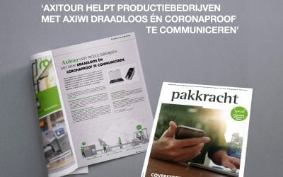 AXIWI vermeld in Pakkracht: “Axitour helpt productiebedrijven met AXIWI draadloos en coronaproof te communiceren”